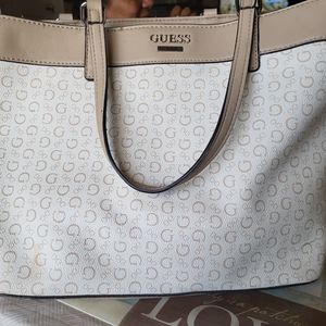 Cream White Guess Shoulder Purse